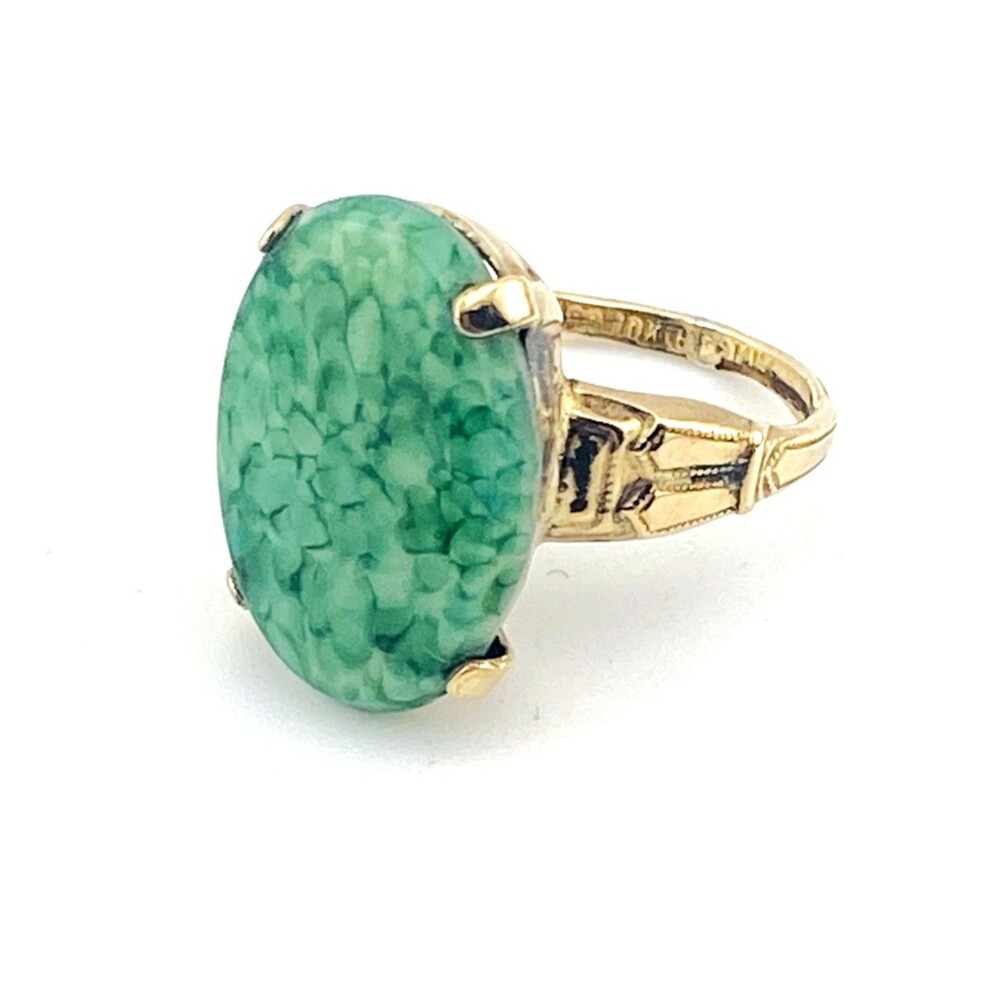Vintage Jade Simulant Gold Filled Ring Size 5.5